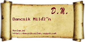 Dancsik Milán névjegykártya